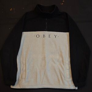 Obey Black and White Zip-Up Sweater